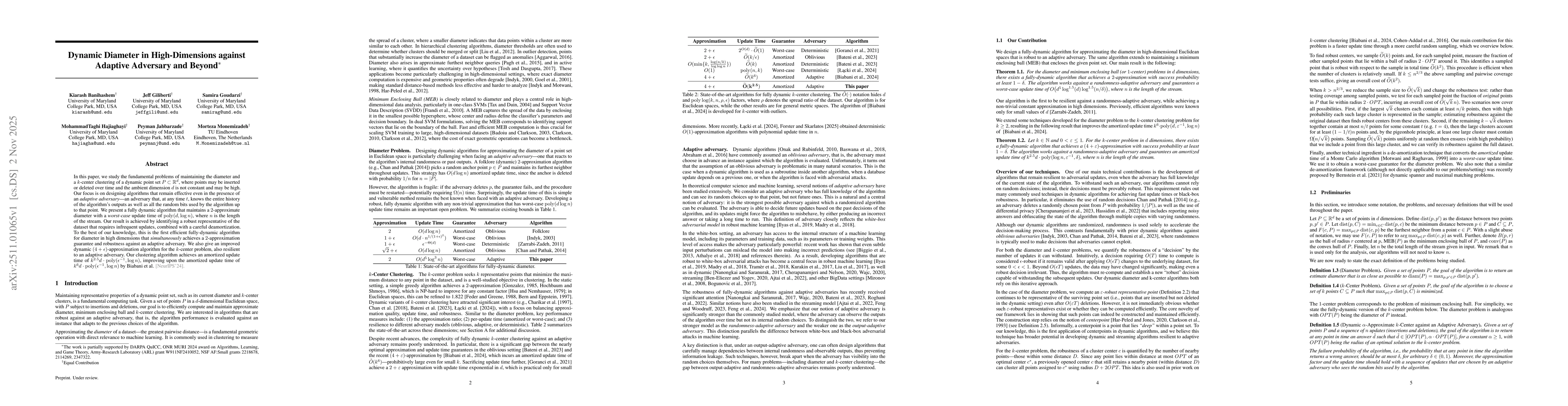 Thumbnail for Dynamic Diameter in High-Dimensions against Adaptive Adversary and Beyond