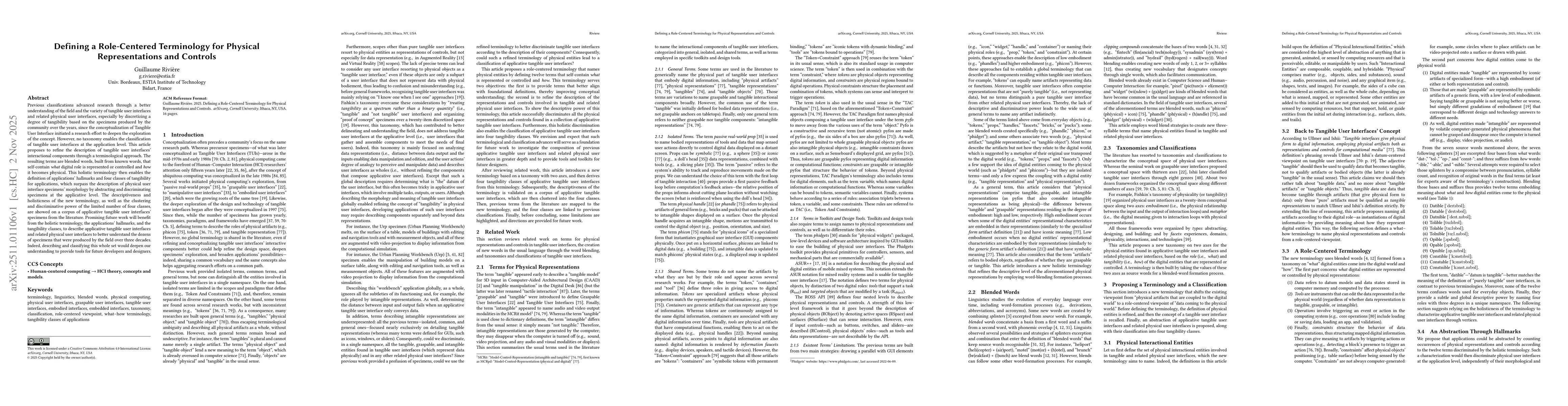Thumbnail for Defining a Role-Centered Terminology for Physical Representations and Controls