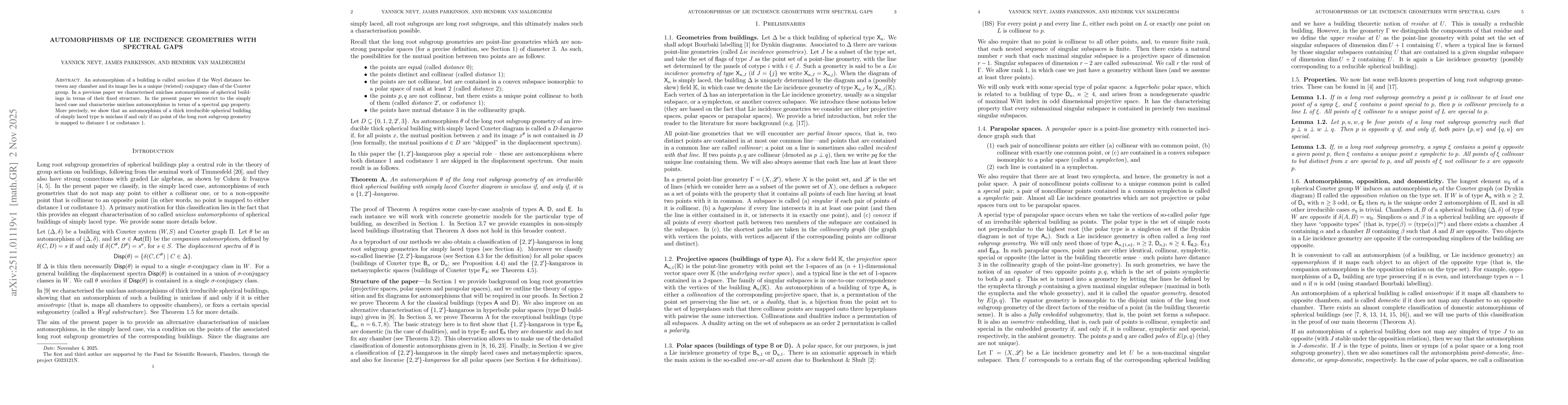 Thumbnail for Automorphisms of Lie incidence geometries with spectral gaps