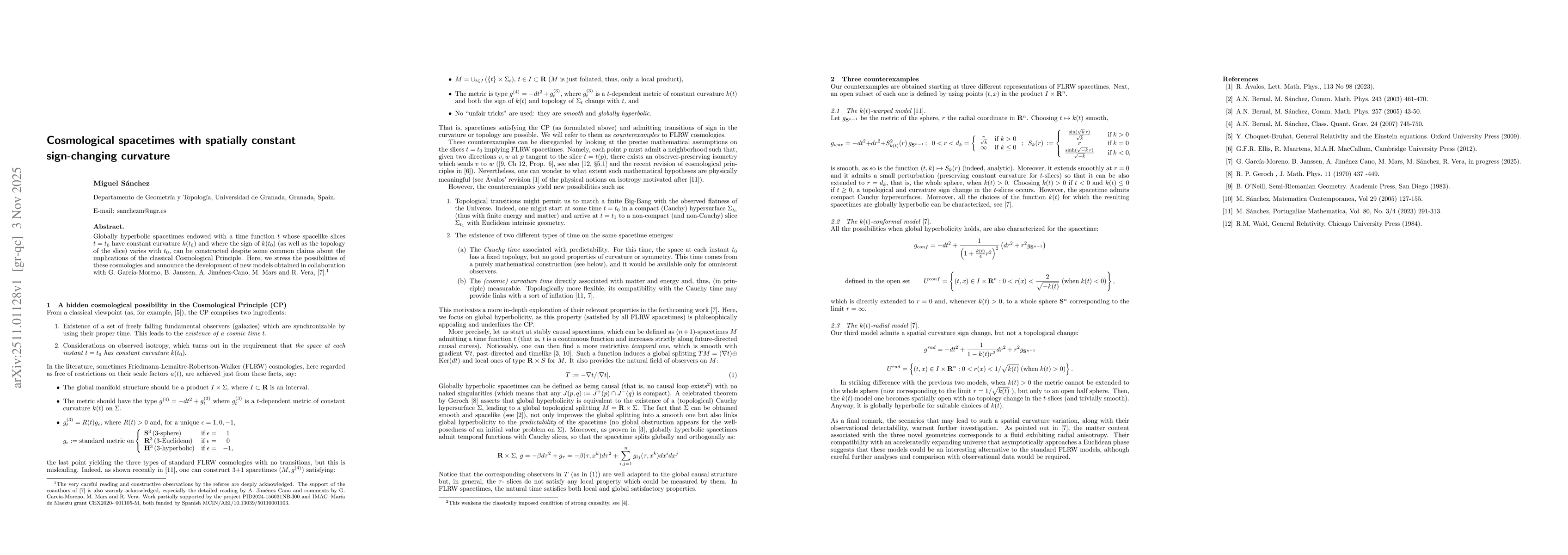 Thumbnail for Cosmological spacetimes with spatially constant sign-changing curvature