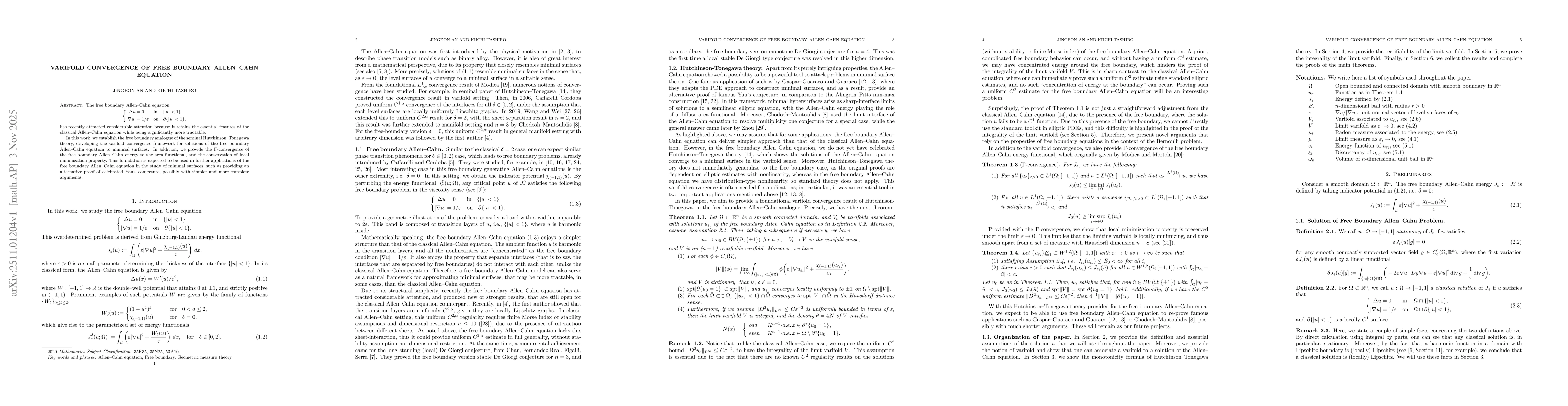 Thumbnail for Varifold convergence of free boundary Allen--Cahn equation