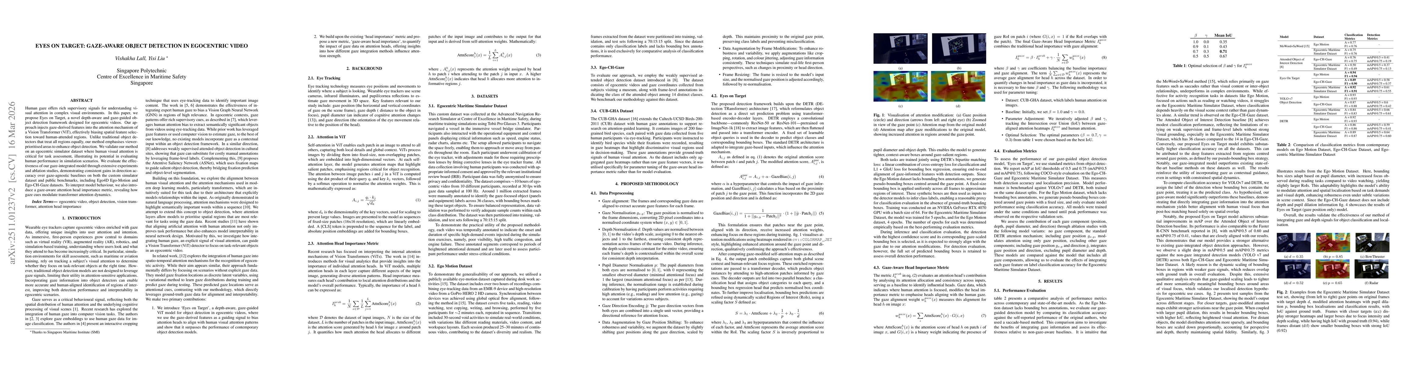 Thumbnail for Eyes on Target: Gaze-Aware Object Detection in Egocentric Video
