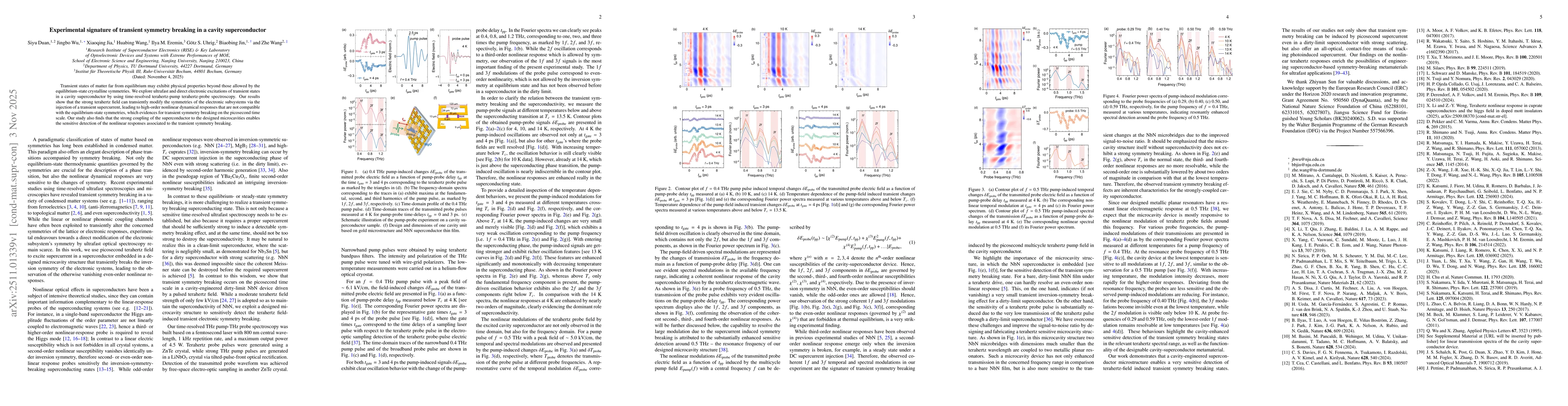 Thumbnail for Experimental signature of transient symmetry breaking in a cavity superconductor