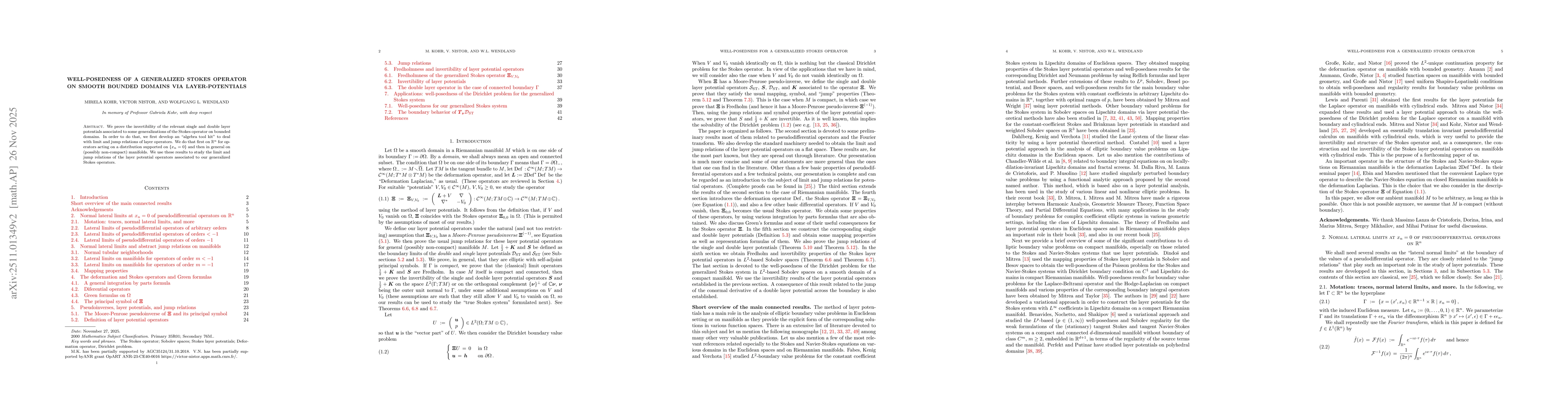 Thumbnail for Well-posedness of a generalized Stokes operator on smooth bounded domains via layer-potentials