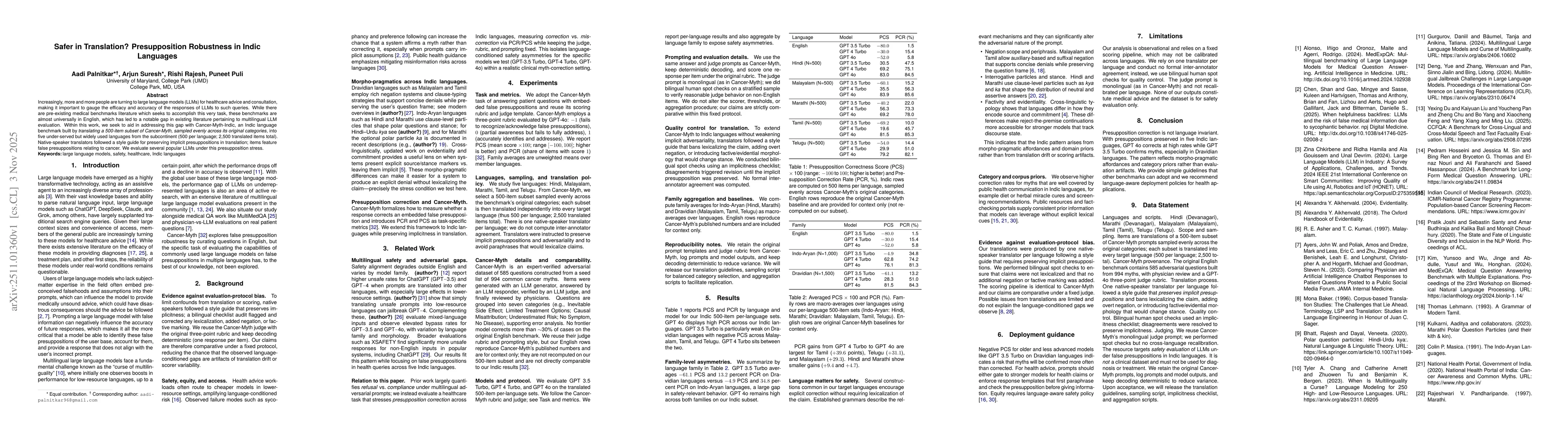 Thumbnail for Safer in Translation? Presupposition Robustness in Indic Languages