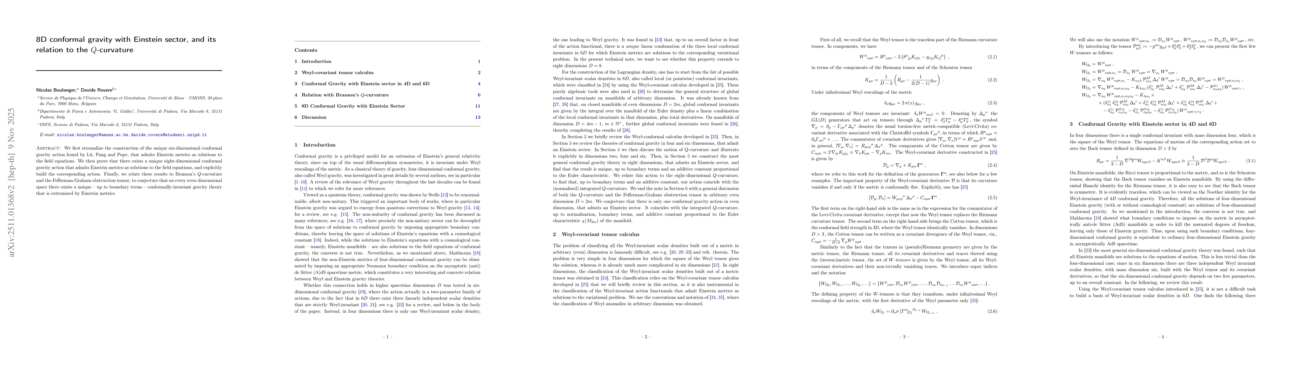Thumbnail for 8D conformal gravity with Einstein sector, and its relation to the Q-curvature