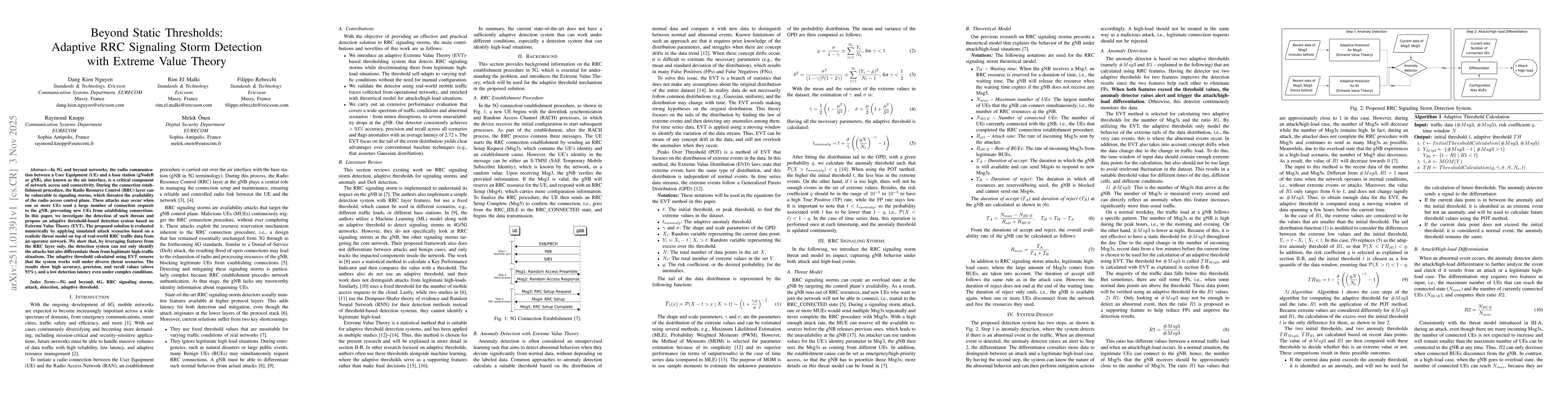 Thumbnail for Beyond Static Thresholds: Adaptive RRC Signaling Storm Detection with Extreme Value Theory