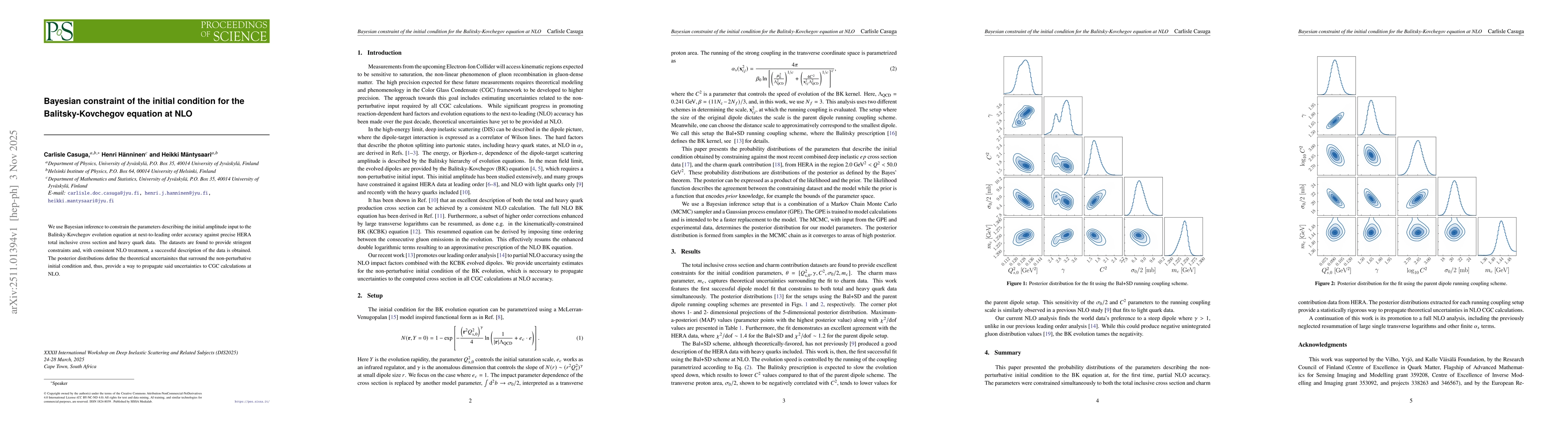 Thumbnail for Bayesian constraint of the initial condition for the Balitsky-Kovchegov equation at NLO