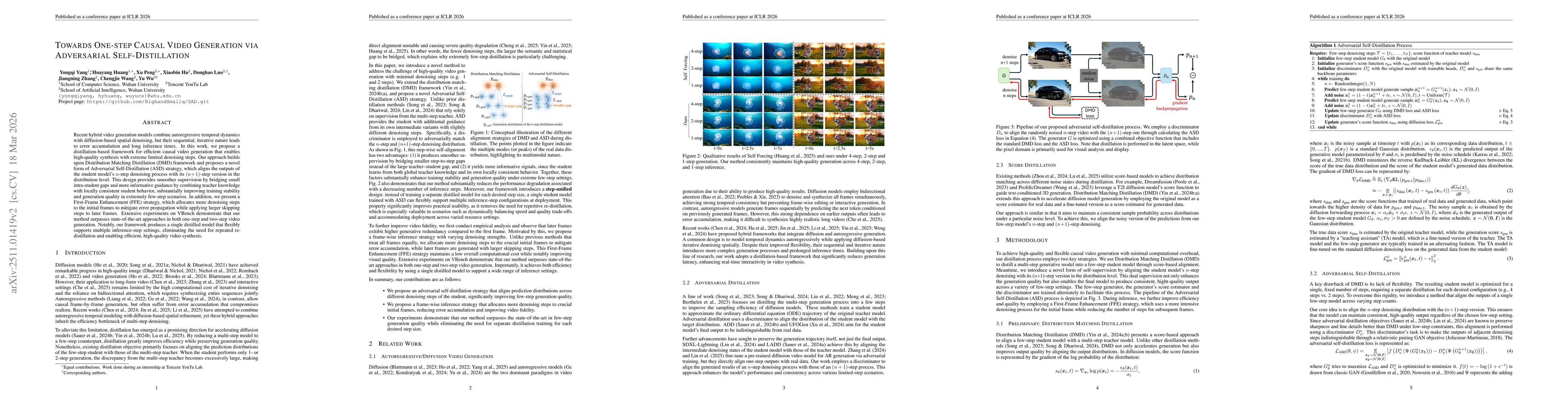 Thumbnail for Towards One-step Causal Video Generation via Adversarial Self-Distillation