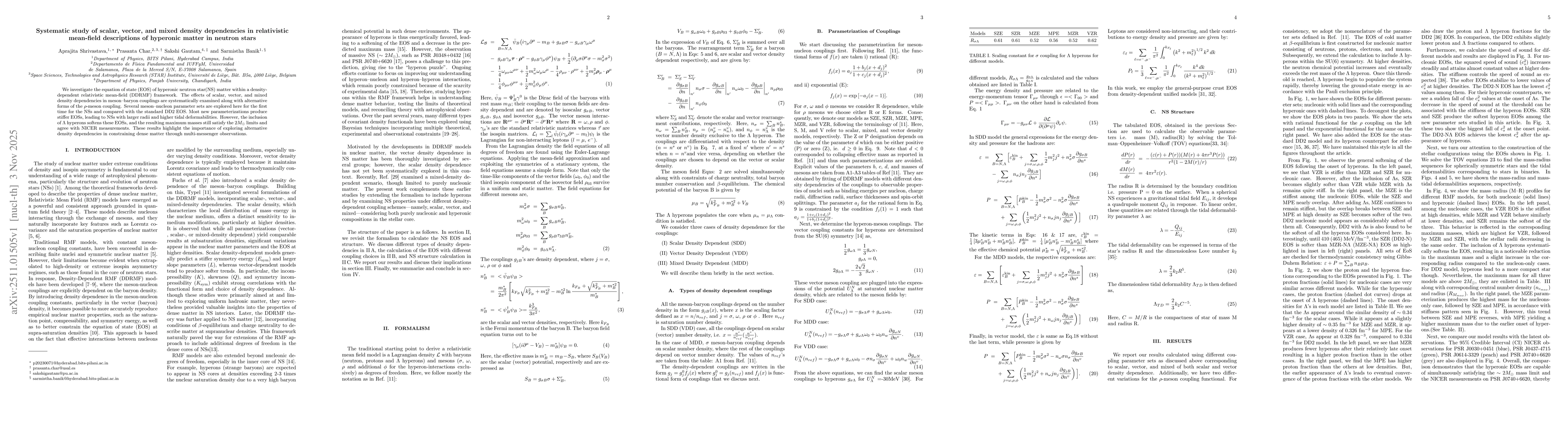 Thumbnail for Systematic study of scalar, vector, and mixed density dependencies in relativistic mean-field descriptions of hyperonic matter in neutron stars