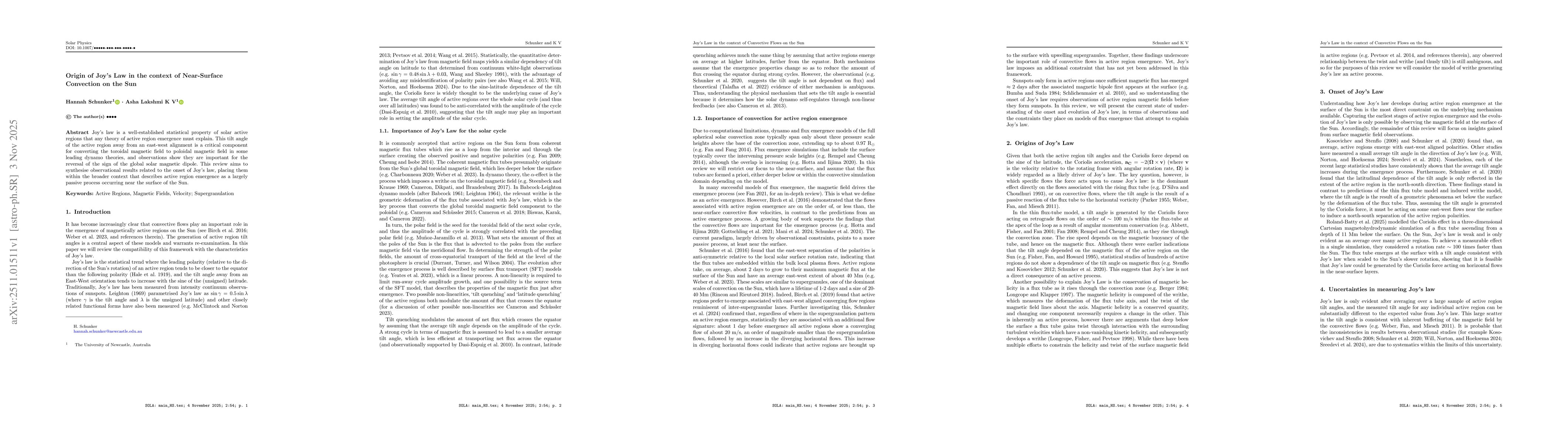 Thumbnail for Origin of Joy's Law in the context of Near-Surface Convection on the Sun