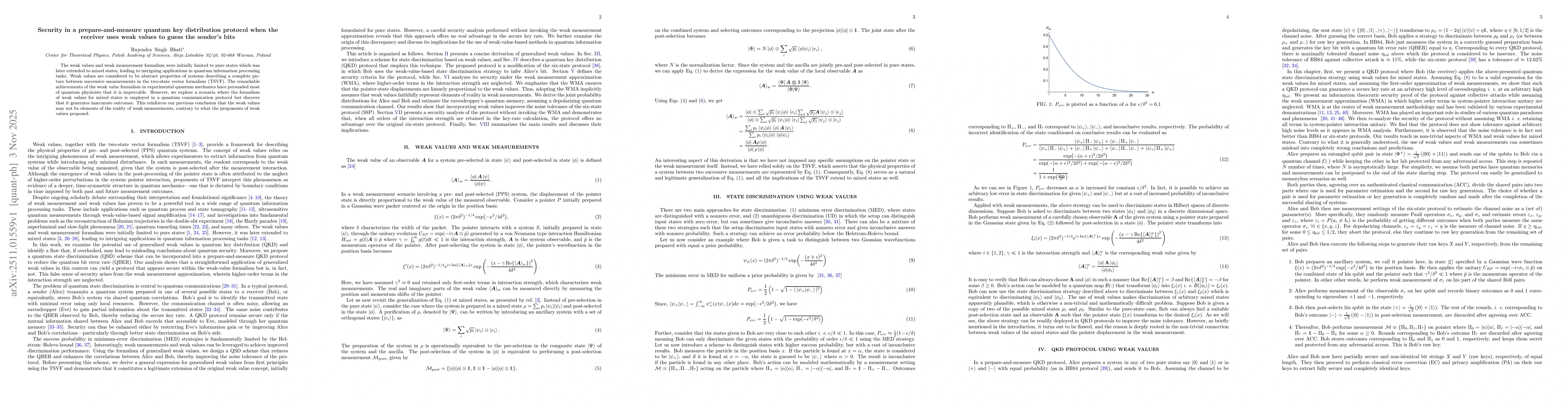 Thumbnail for Security in a prepare-and-measure quantum key distribution protocol when the receiver uses weak values to guess the sender's bits