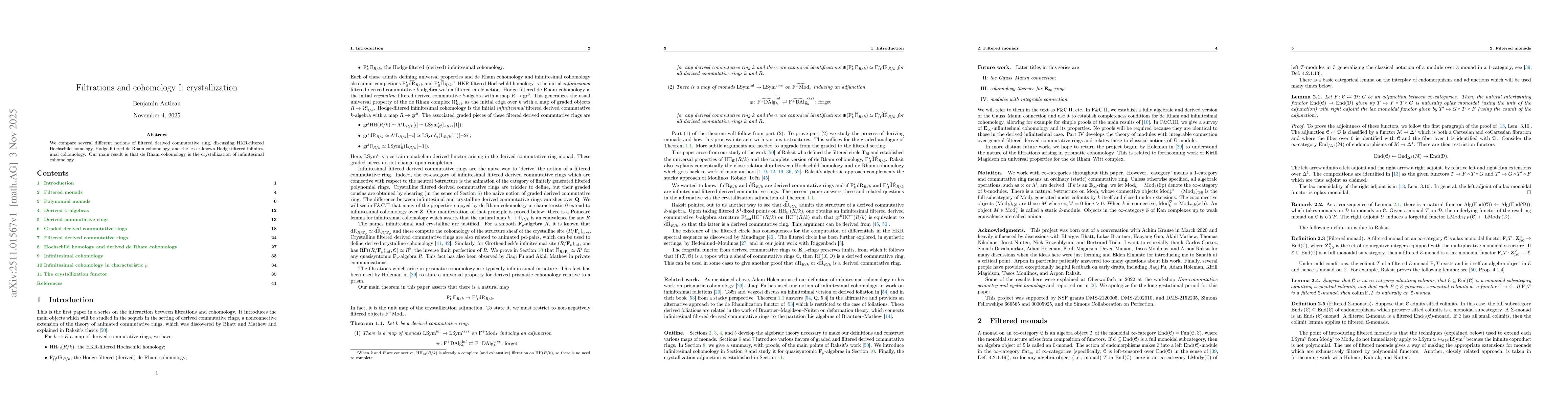 Thumbnail for Filtrations and cohomology I: crystallization