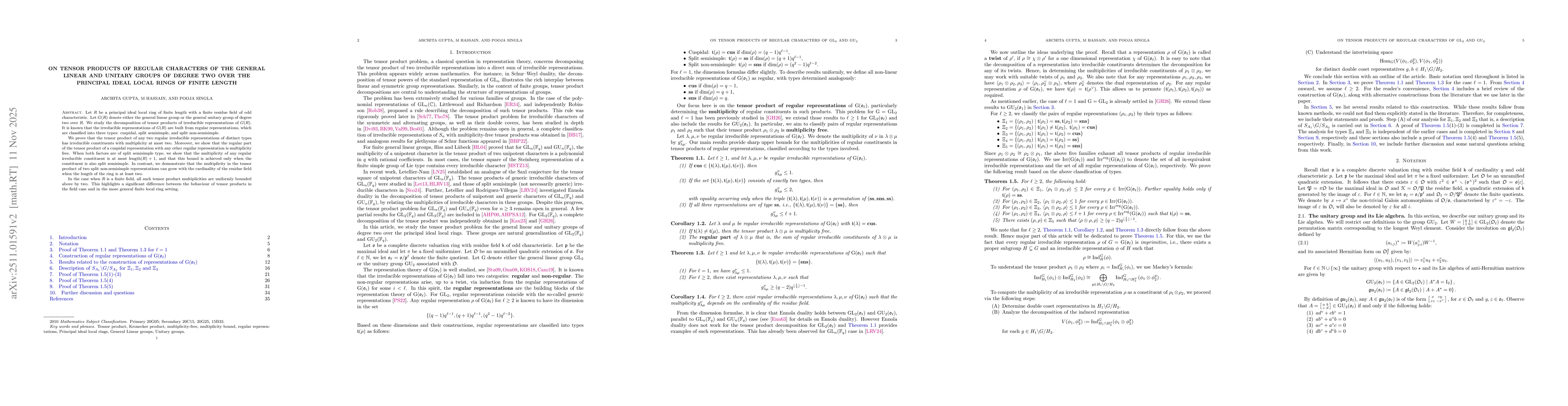 Thumbnail for On tensor products of regular characters of the general linear and unitary groups of degree two over the principal ideal local rings of finite length