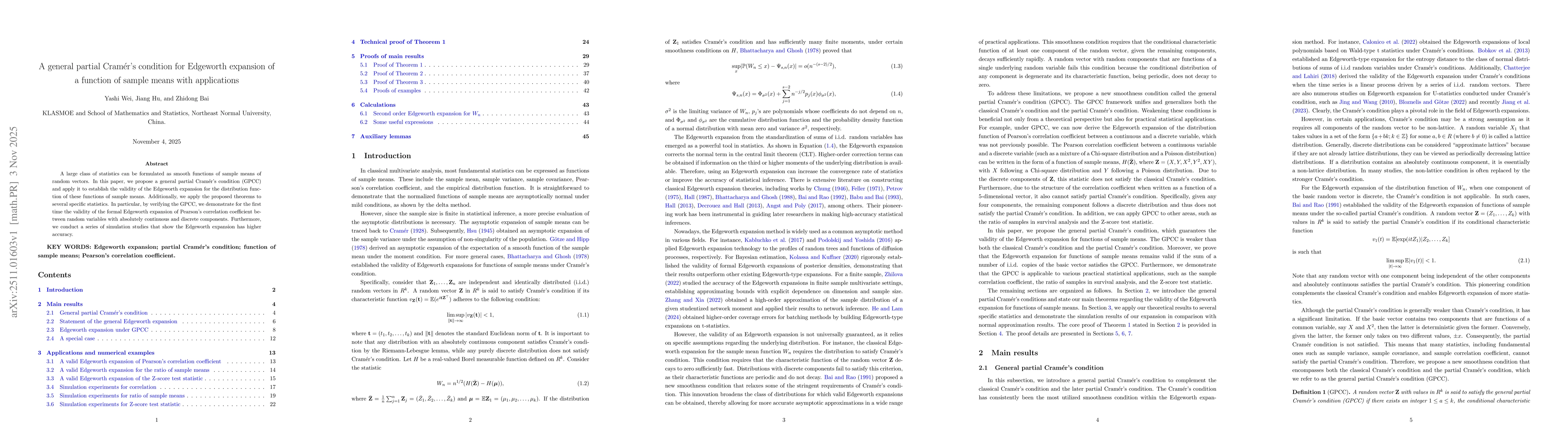 Thumbnail for A general partial Cramér's condition for Edgeworth expansion of a function of sample means with applications