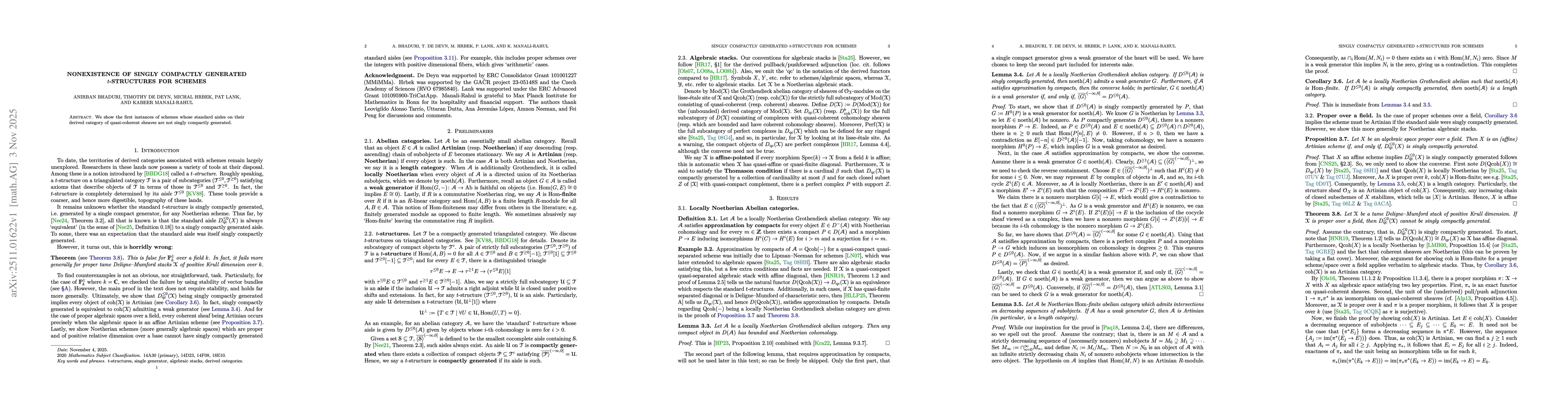 Thumbnail for Nonexistence of singly compactly generated $t$-structures for schemes