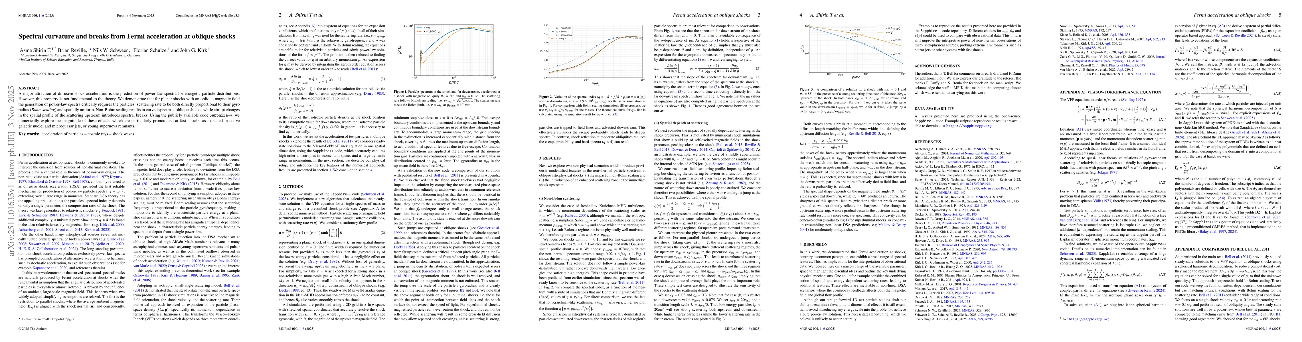 Thumbnail for Spectral curvature and breaks from Fermi acceleration at oblique shocks