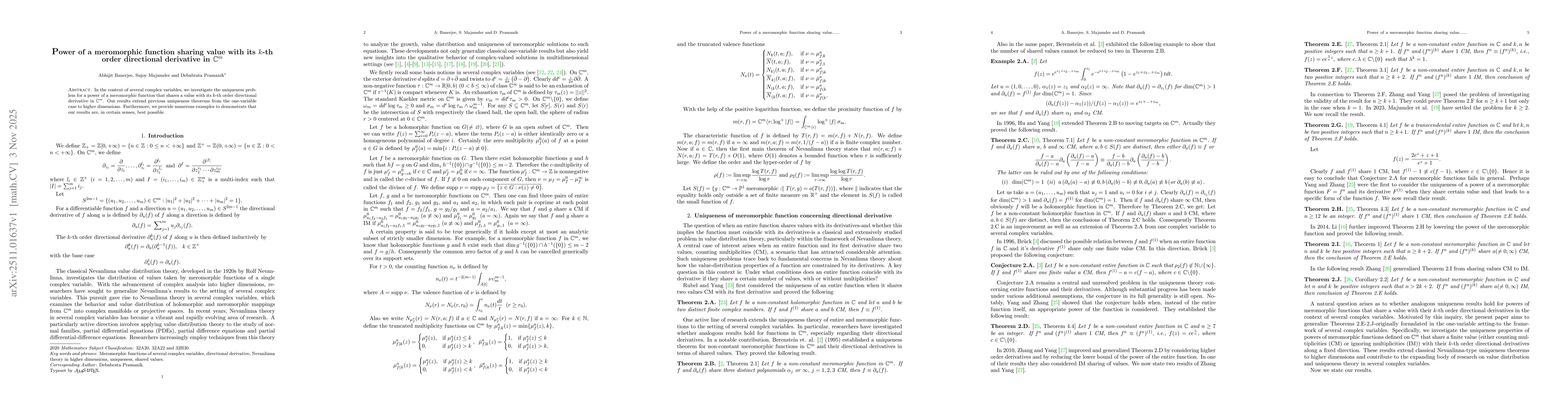 Thumbnail for Power of a meromorphic function sharing value with its k-th order directional derivative in C^m