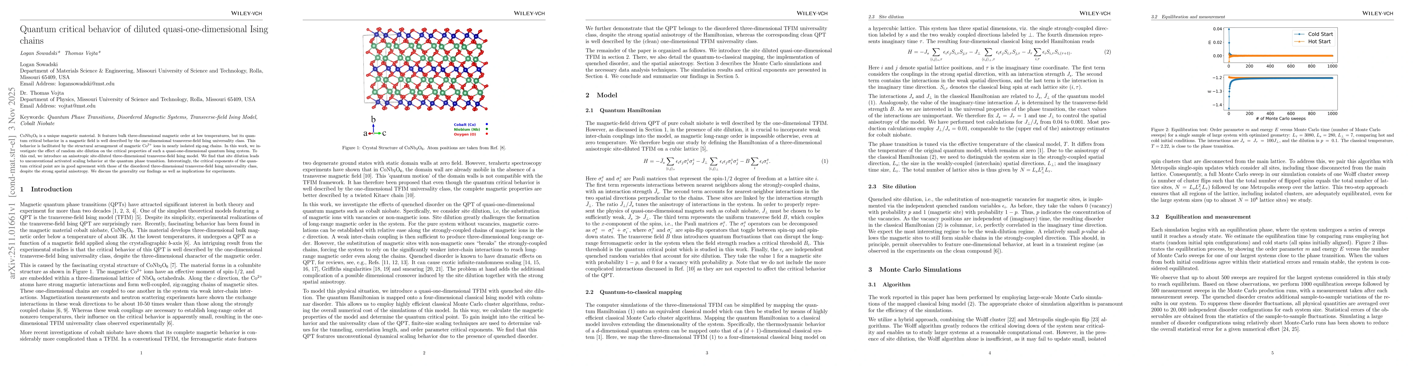Thumbnail for Quantum critical behavior of diluted quasi-one-dimensional Ising chains