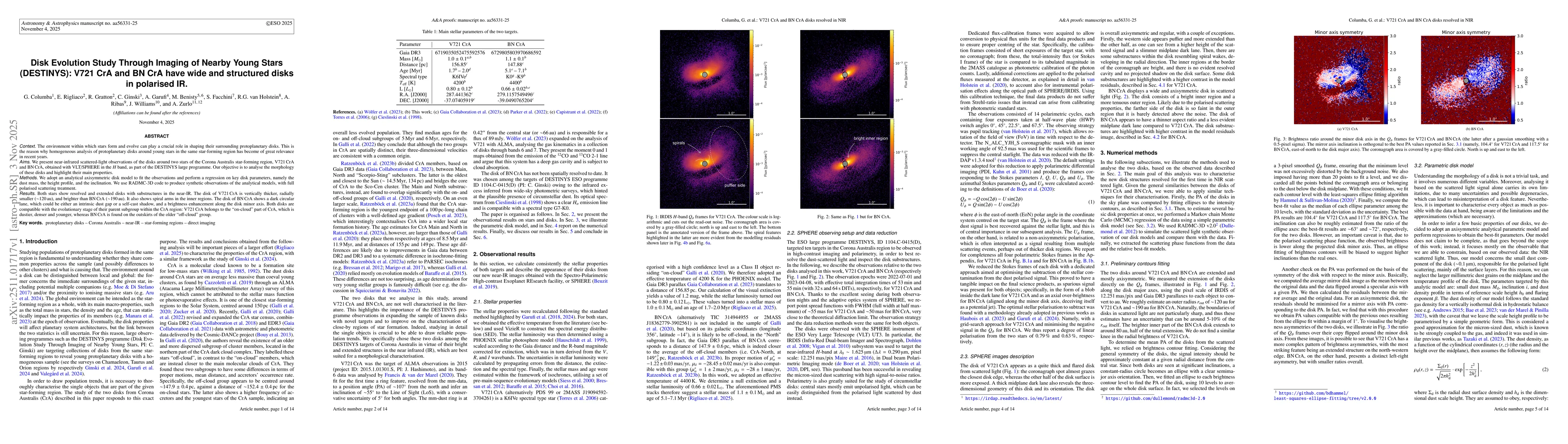 Thumbnail for Disk Evolution Study Through Imaging of Nearby Young Stars (DESTINYS): V721 CrA and BN CrA have wide and structured disks in polarised IR