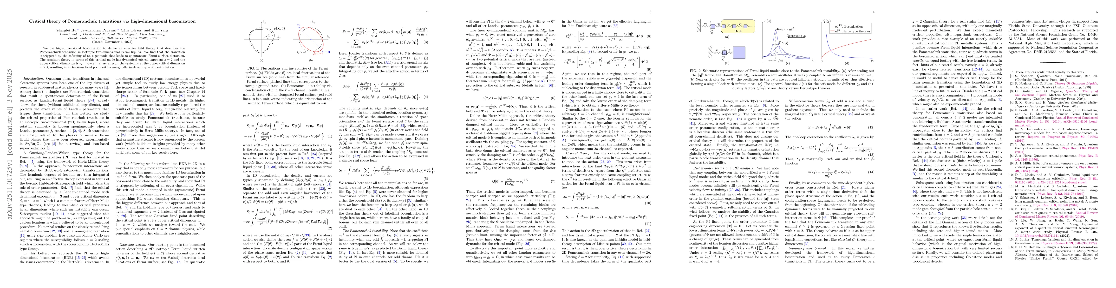 Thumbnail for Critical theory of Pomeranchuk transitions via high-dimensional bosonization