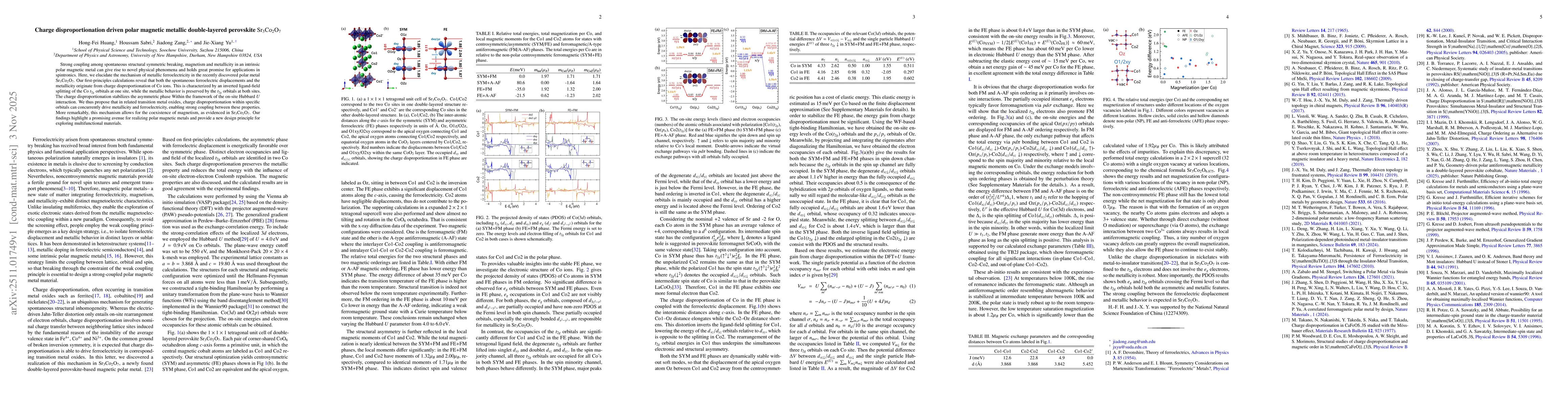 Thumbnail for Charge disproportionation driven polar magnetic metallic double-layered perovskite Sr$_3$Co$_2$O$_7$