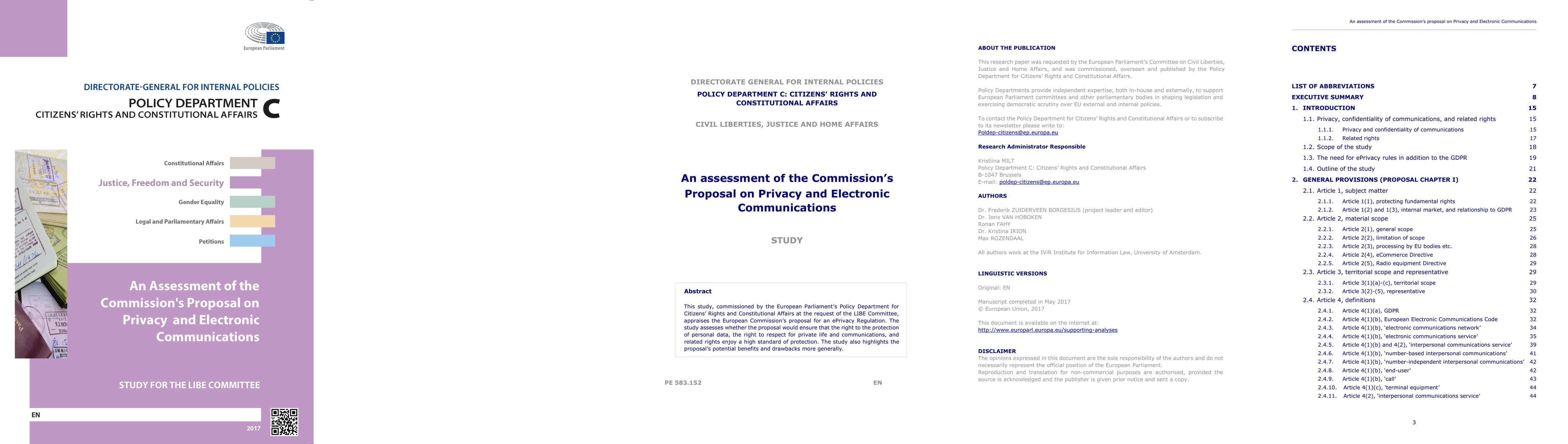 Thumbnail for An assessment of the Commission's Proposal on Privacy and Electronic Communications