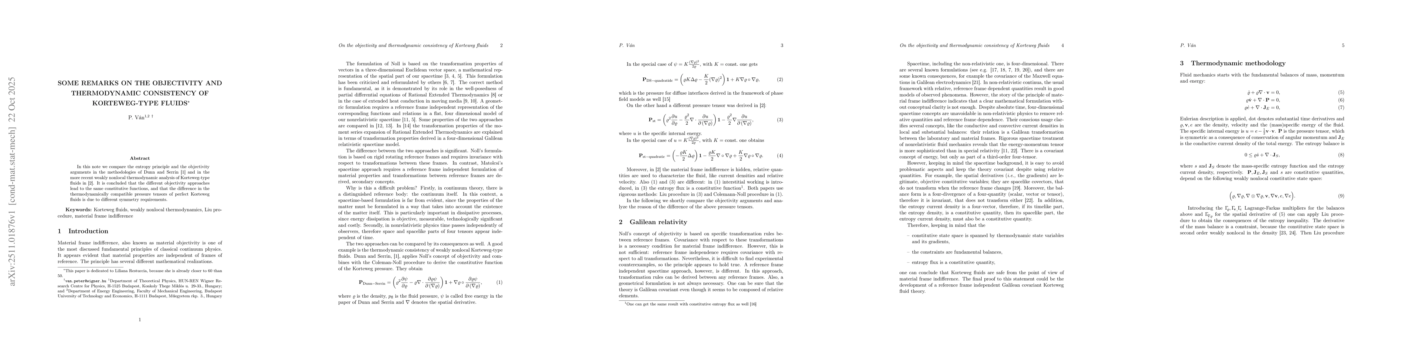 Thumbnail for Some remarks on the objectivity and thermodynamic consistency of Korteweg-type fluids