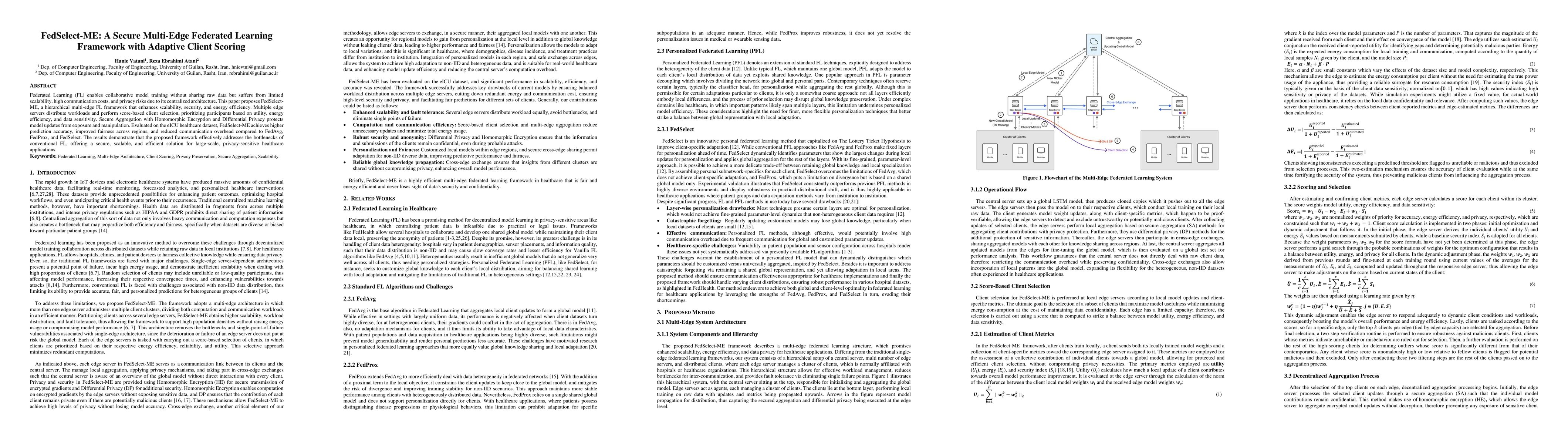 Thumbnail for FedSelect-ME: A Secure Multi-Edge Federated Learning Framework with Adaptive Client Scoring