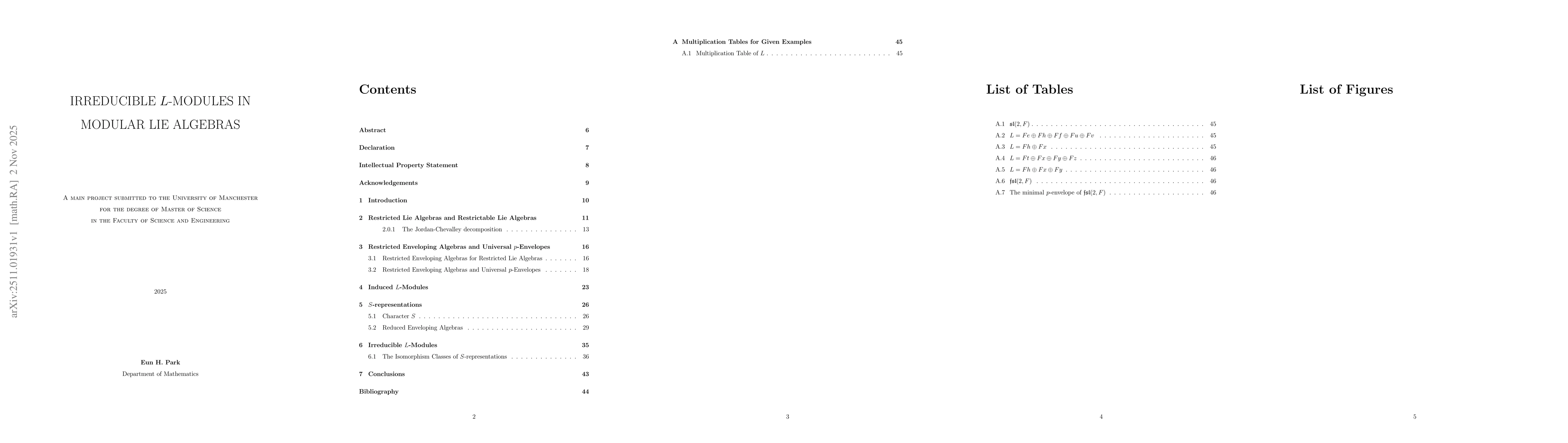 Thumbnail for Irreducible L-modules of Modular Lie algebras