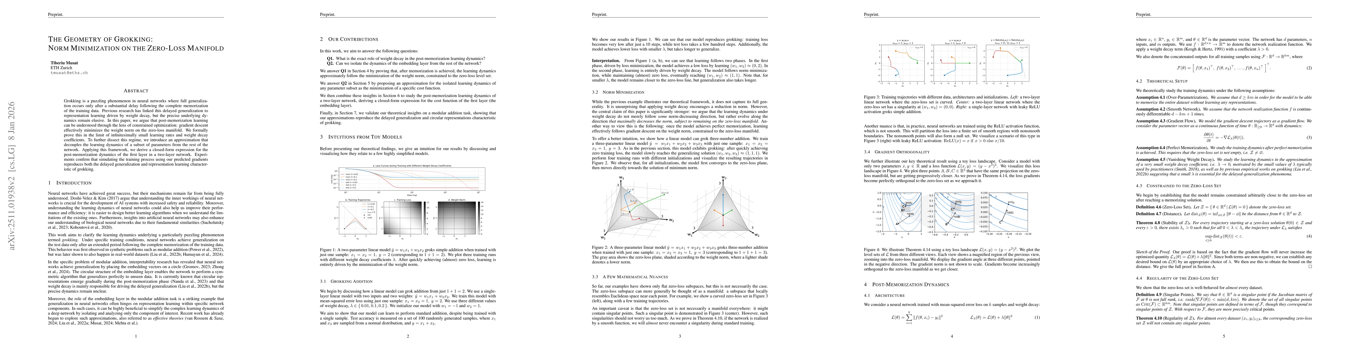 Thumbnail for The Geometry of Grokking: Norm Minimization on the Zero-Loss Manifold