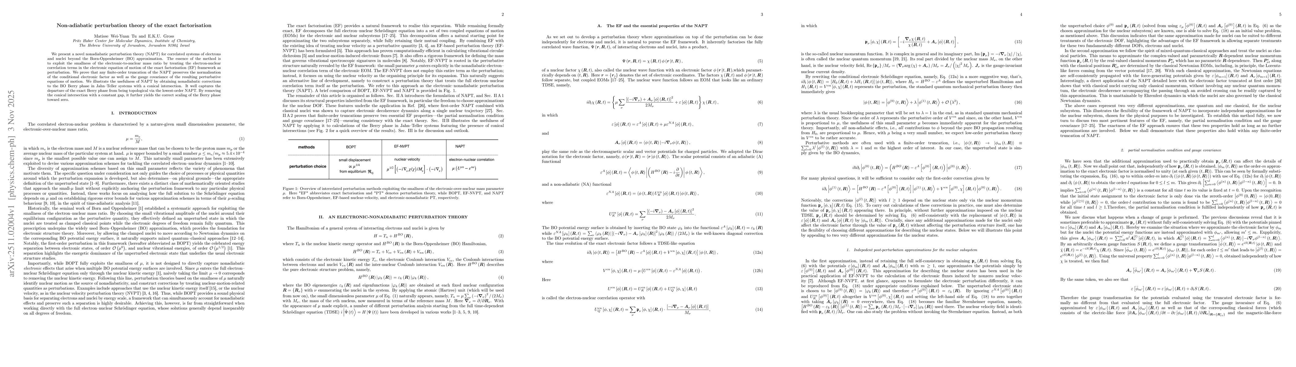 Thumbnail for Non-adiabatic perturbation theory of the exact factorisation