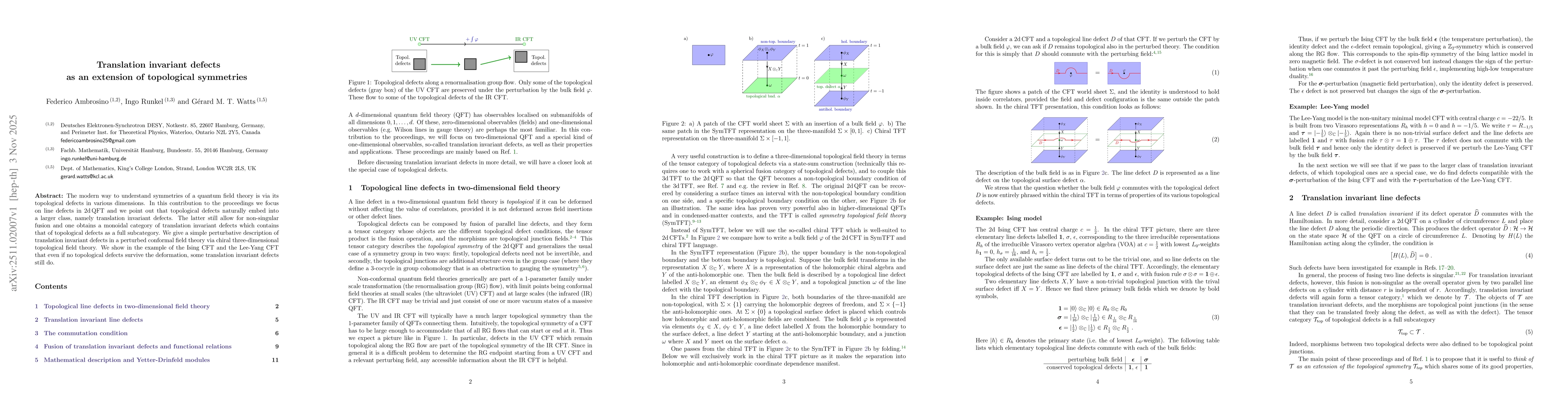 Thumbnail for Translation invariant defects as an extension of topological symmetries