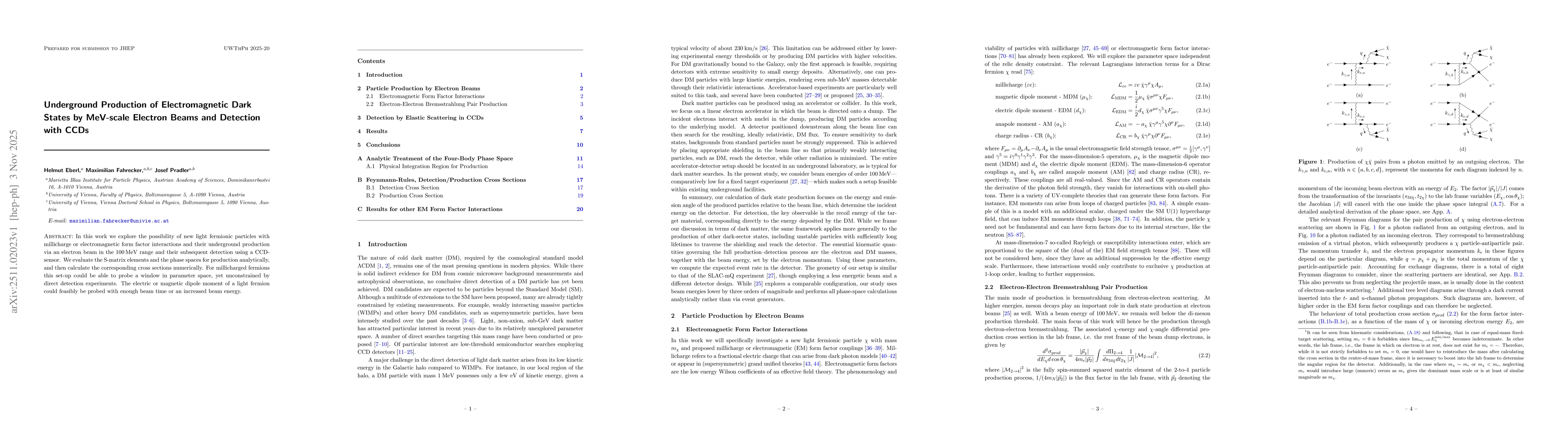 Thumbnail for Underground Production of Electromagnetic Dark States by MeV-scale Electron Beams and Detection with CCDs