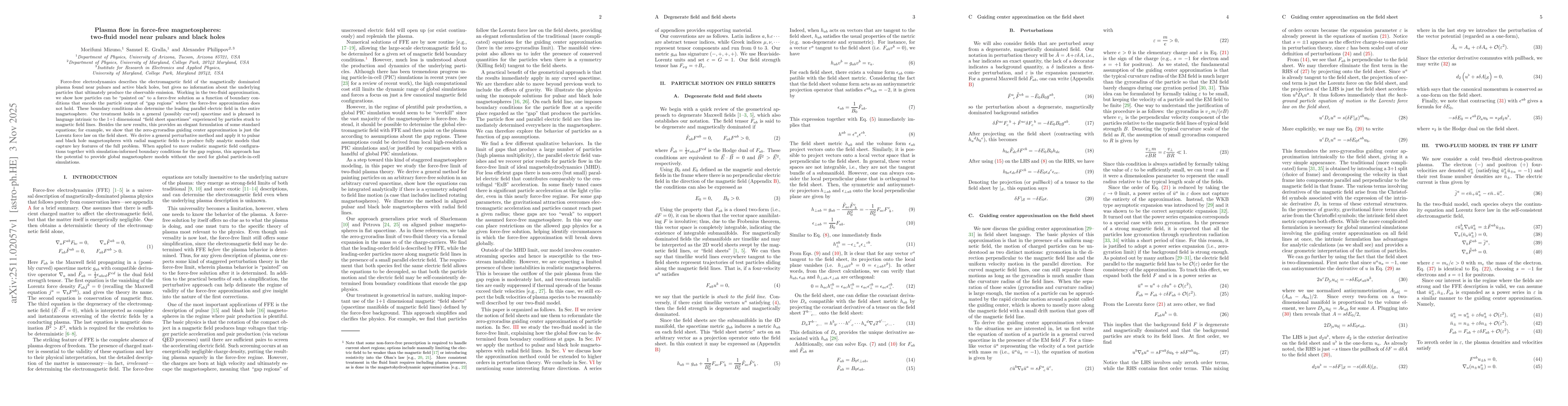 Thumbnail for Plasma flow in force-free magnetospheres: two-fluid model near pulsars and black holes
