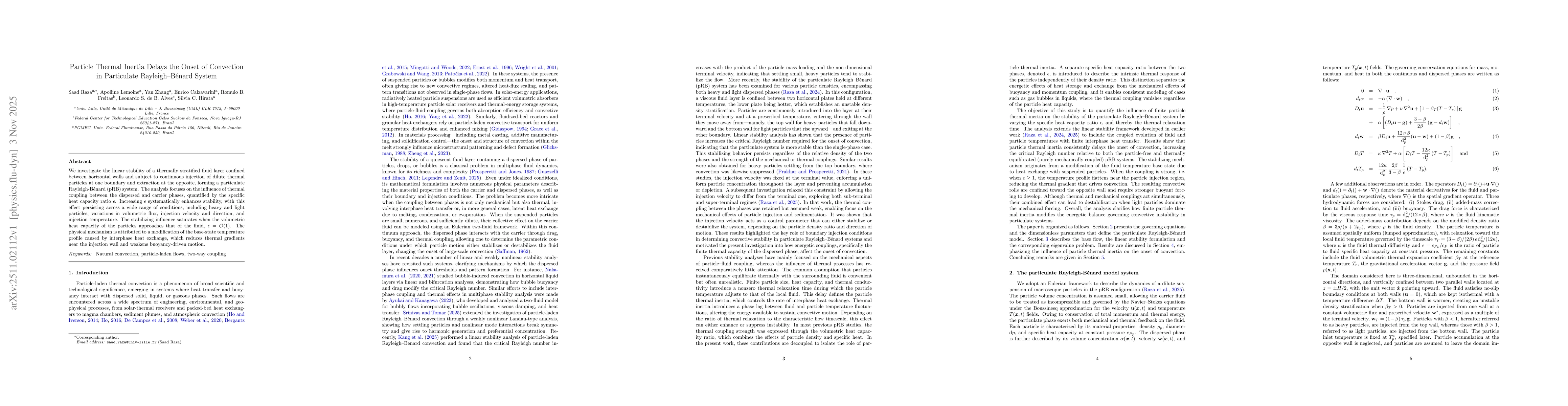 Thumbnail for Particle Thermal Inertia Delays the Onset of Convection in Particulate Rayleigh-Bénard System