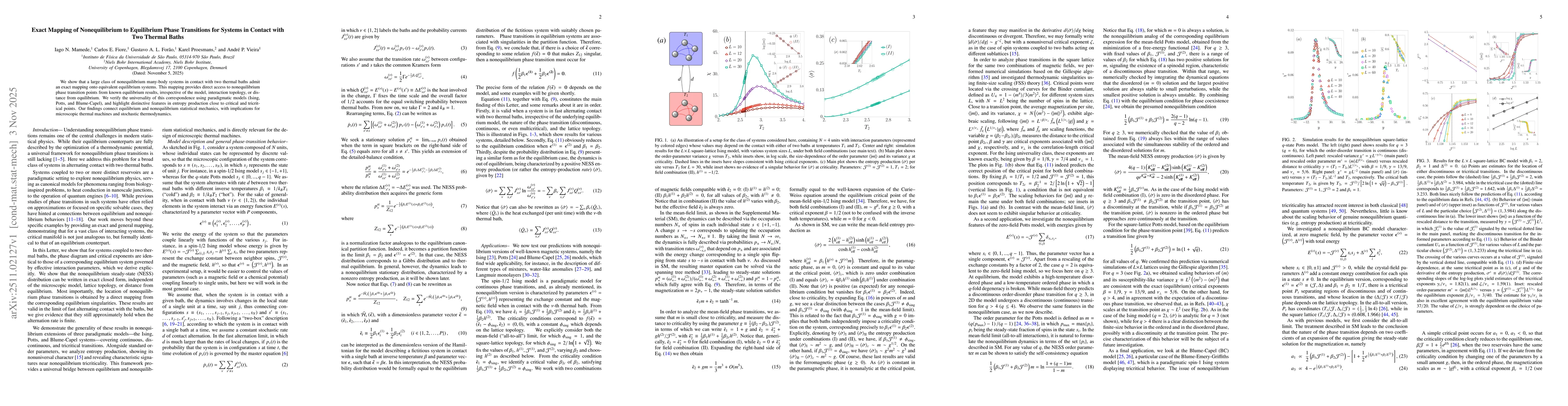 Thumbnail for Exact Mapping of Nonequilibrium to Equilibrium Phase Transitions for Systems in Contact with Two Thermal Baths