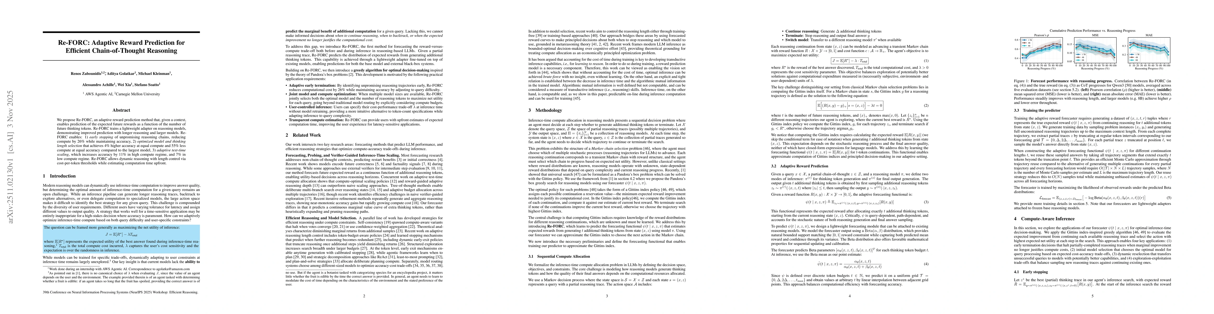 Thumbnail for Re-FORC: Adaptive Reward Prediction for Efficient Chain-of-Thought Reasoning