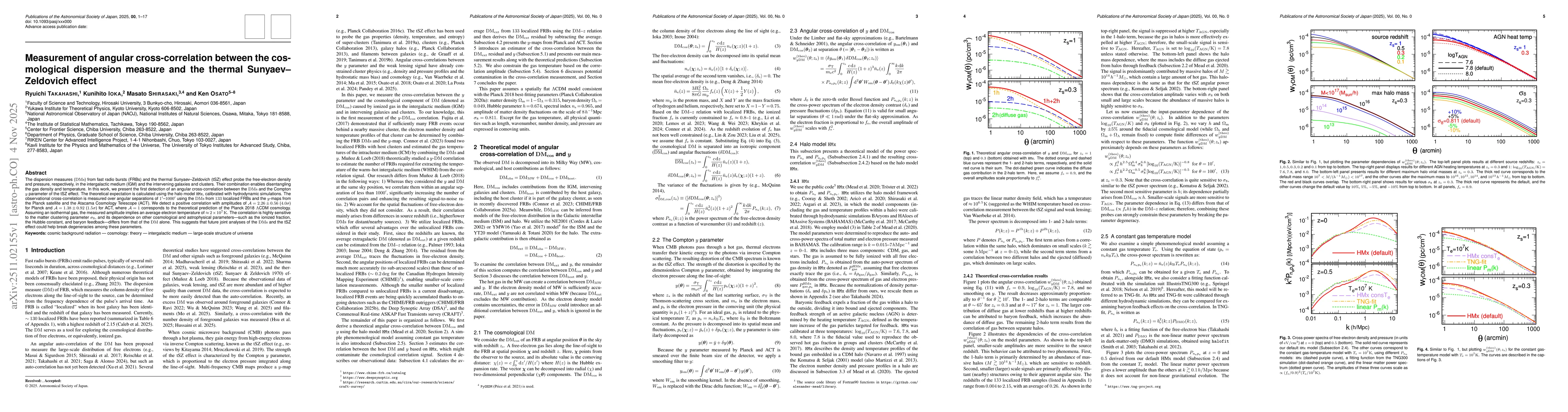 Thumbnail for Measurement of angular cross-correlation between the cosmological dispersion measure and the thermal Sunyaev--Zeldovich effect