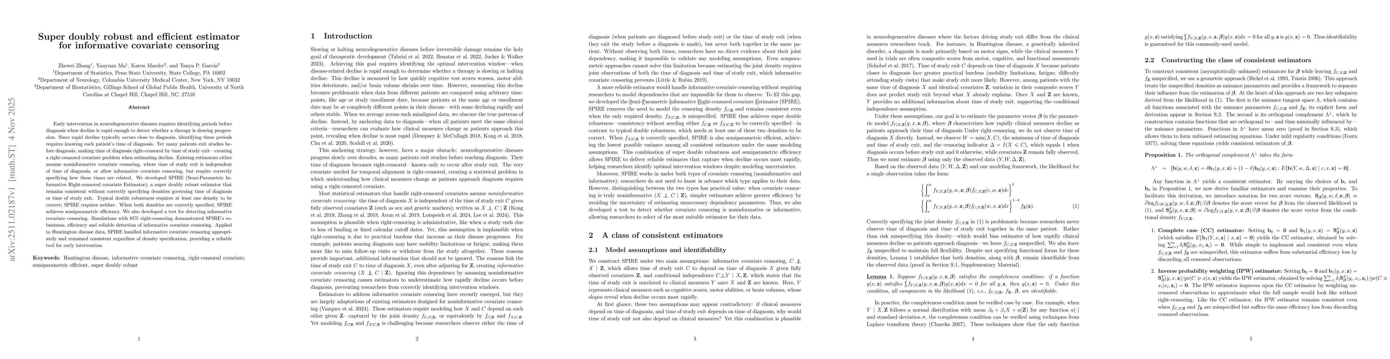 Thumbnail for Super doubly robust and efficient estimator for informative covariate censoring
