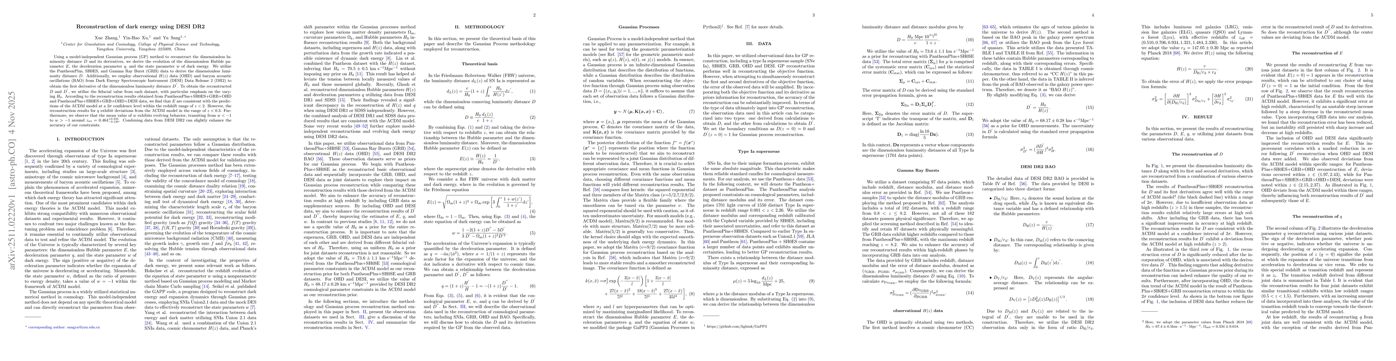Thumbnail for Reconstruction of dark energy using DESI DR2