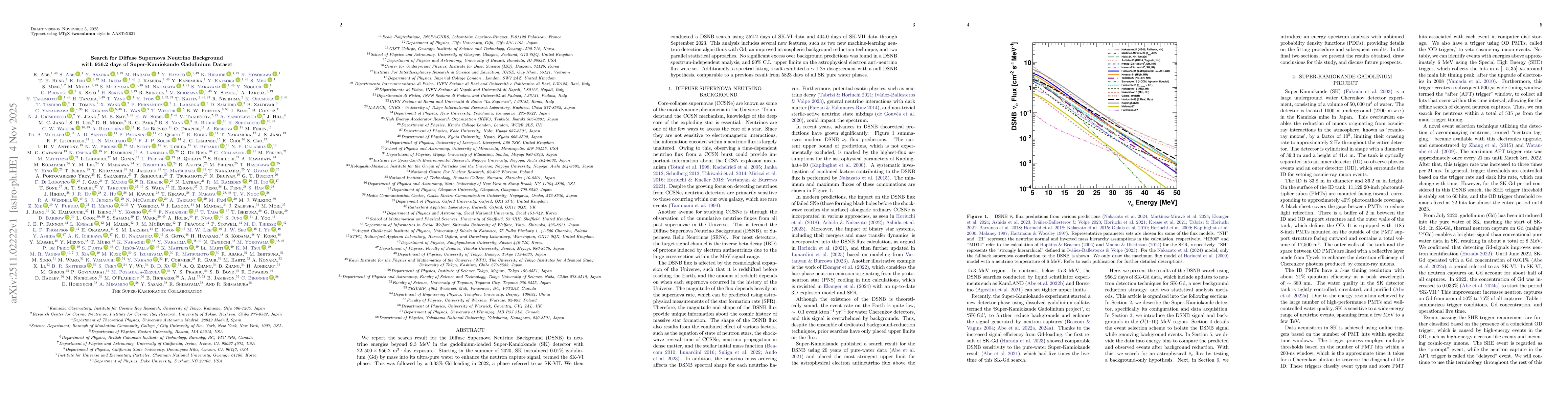 Thumbnail for Search for Diffuse Supernova Neutrino Background with 956.2 days of Super-Kamiokande Gadolinium Dataset