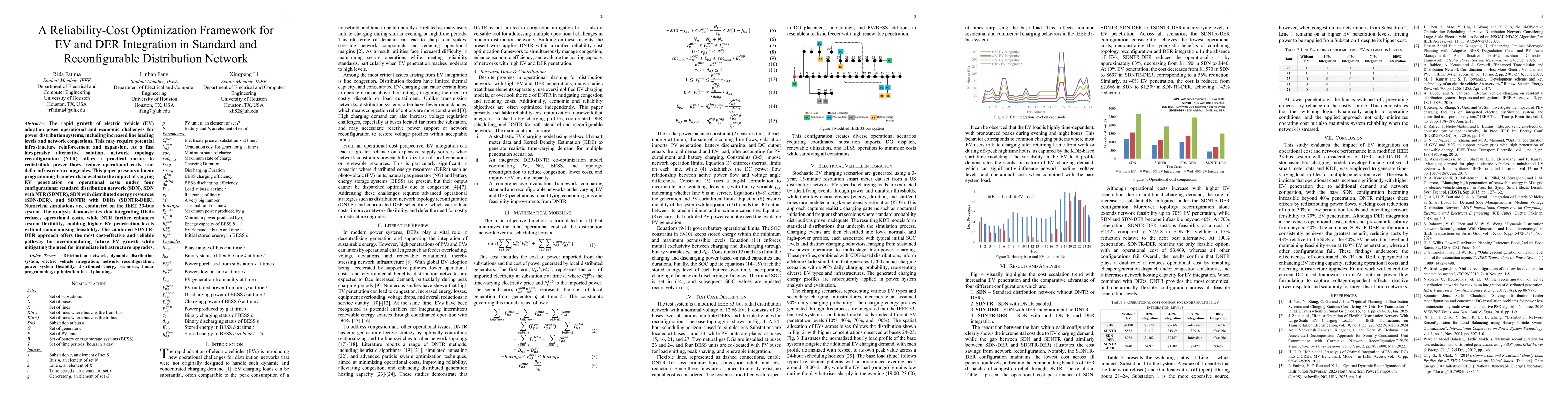 Thumbnail for A Reliability-Cost Optimization Framework for EV and DER Integration in Standard and Reconfigurable Distribution Network Topologies