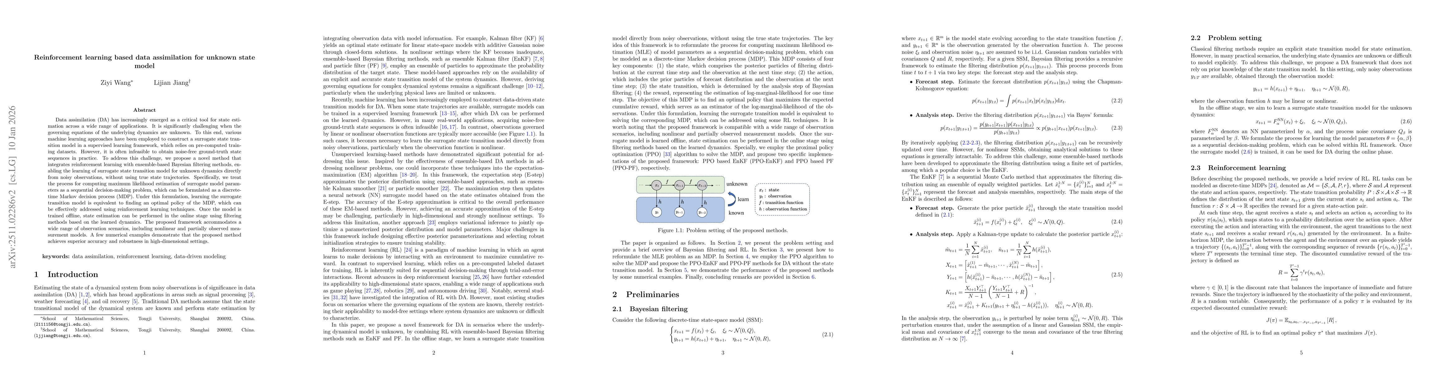 Thumbnail for Reinforcement learning based data assimilation for unknown state model