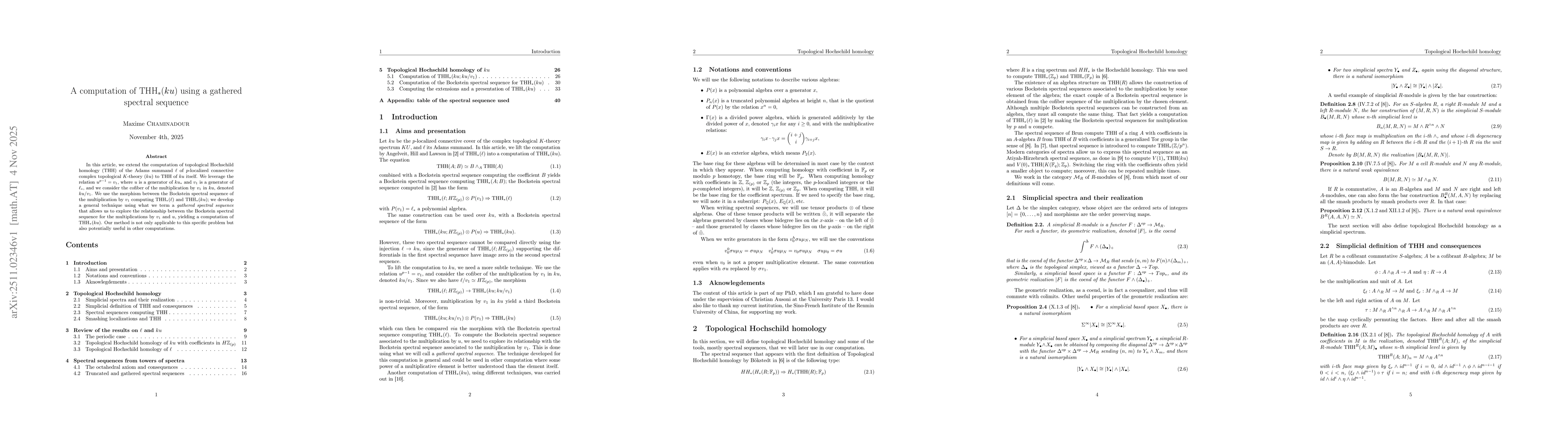 Thumbnail for A computation of $THH_*(ku)$ using a gathered spectral sequence