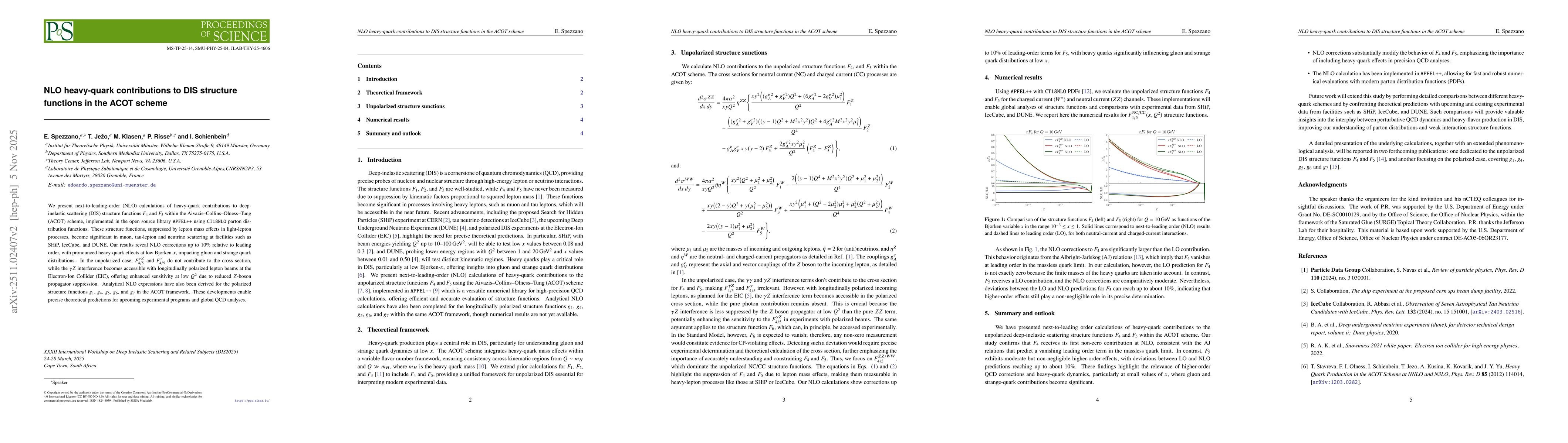 Thumbnail for NLO heavy-quark contributions to DIS structure functions in the ACOT scheme