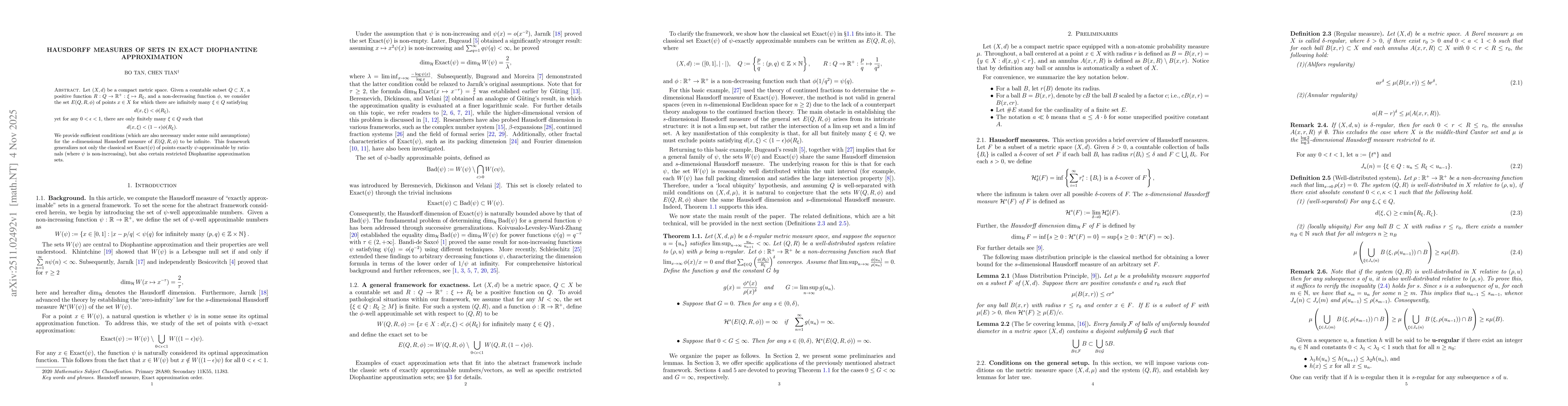 Thumbnail for Hausdorff measures of sets in Exact Diophantine approximation