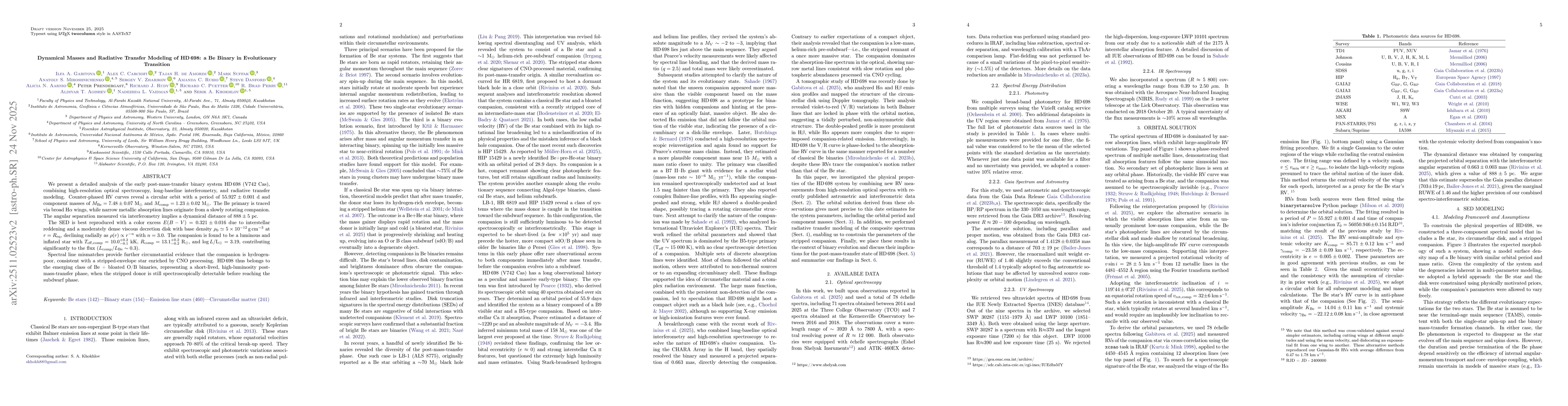 Thumbnail for Dynamical Masses and Radiative Transfer Modeling of HD 698: a Be Binary in Evolutionary Transition