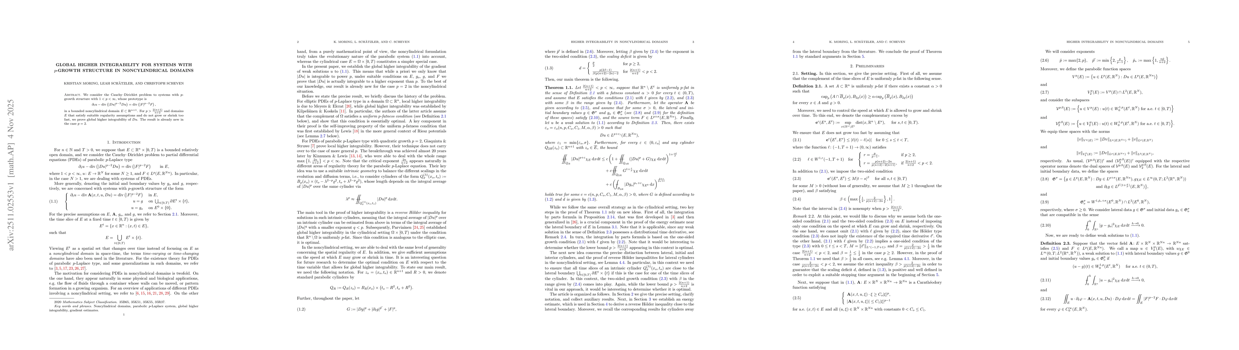 Thumbnail for Global higher integrability for systems with $p$-growth structure in noncylindrical domains