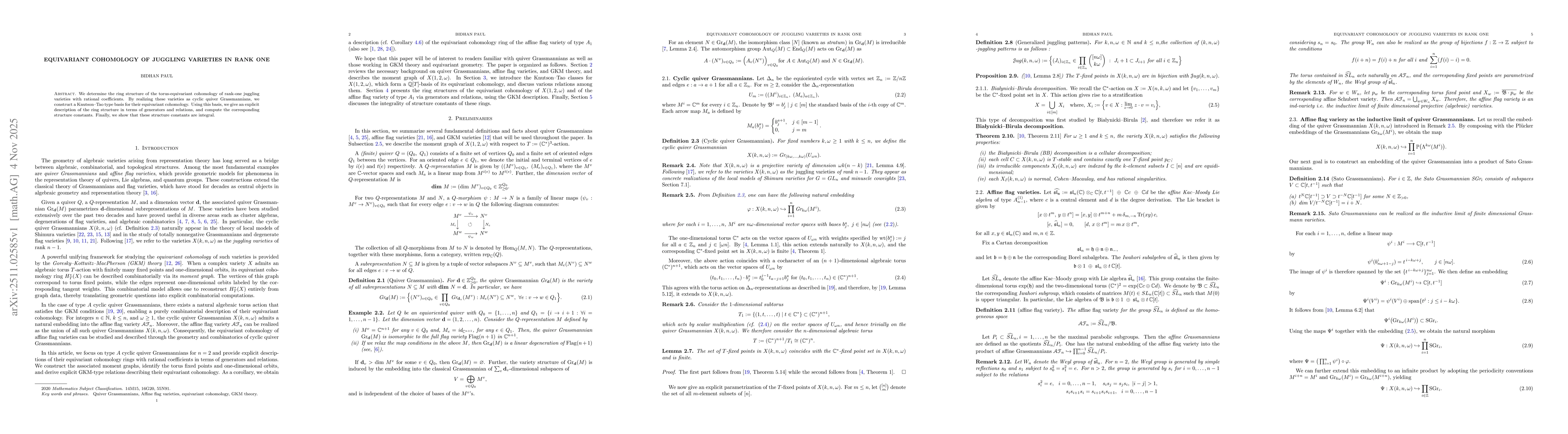 Thumbnail for Equivariant cohomology of juggling varieties in rank one